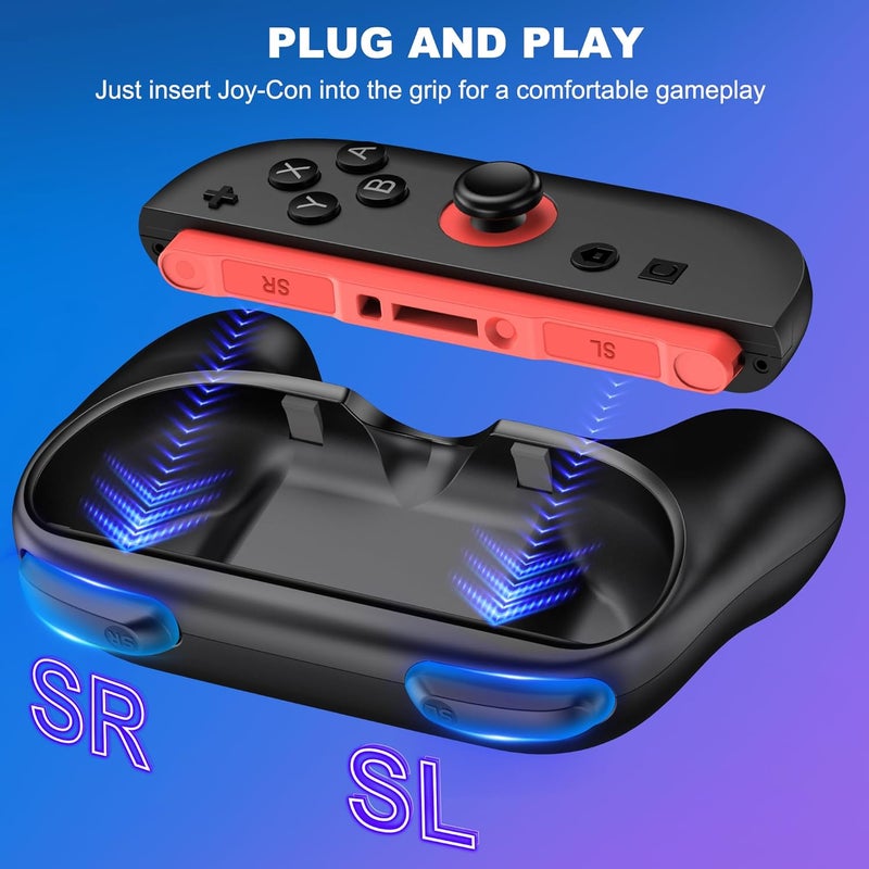 EXTREMECOOL Switch 2 Controller Grip Compatible with Nintendo Switch 2 (2025) for Joycon Controller, Plug and Play Joypad Grip, 2 Pack Joy Con Comfort Grips for Nintendo Switch 2 Accessories Kit Black - Image 4